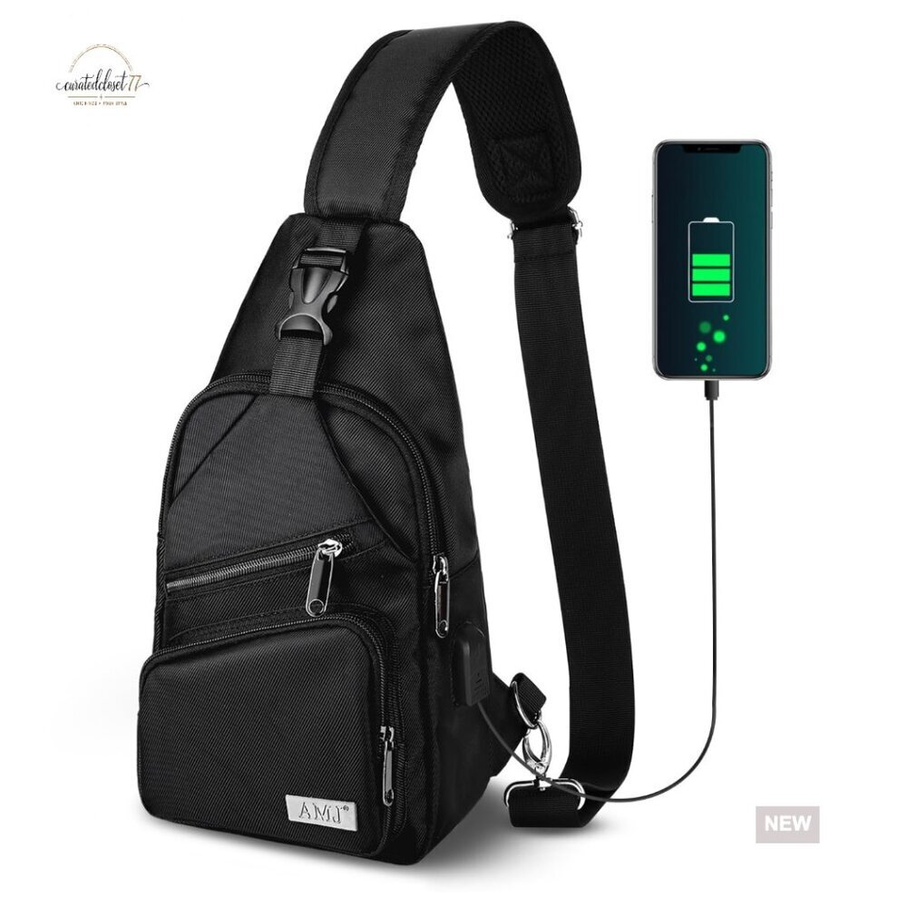 Nylon Hiking Daypack Crossbody Sling Bag Adjustable Strap 17L Capacity